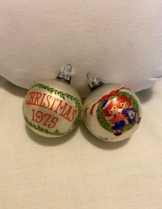 Two Vintage 1975 Merry Christmas Raggedy Ann Hallmark Ornaments