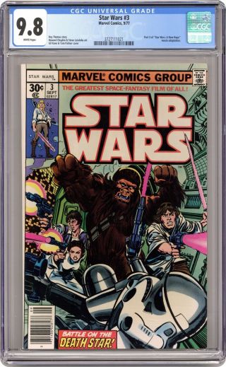 Star Wars 3 1st Printing Cgc 9.  8 1977 3727111021