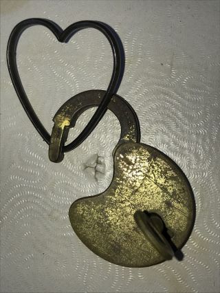 Antique Eagle Lock Co.  Brass Padlock Orig Open Barrel Key &