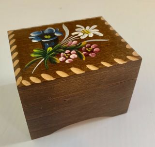 Swiss Jewelry Music Box Wood Switzerland Reuge Plays Edelweiss Vintage