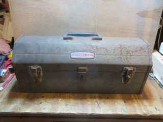 Old Vintage Craftsman " Tombstone " Metal Portable Tool Box Crown Logo No Tray