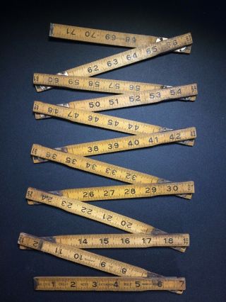 Vintage Folding Wooden Great Neck Extension Ruler Er - 6 Made In Usa 72 Inches