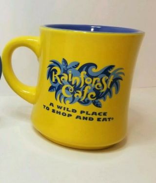 Rainforest Cafe Vintage Yellow Blue Coffee Mug Cup 1999