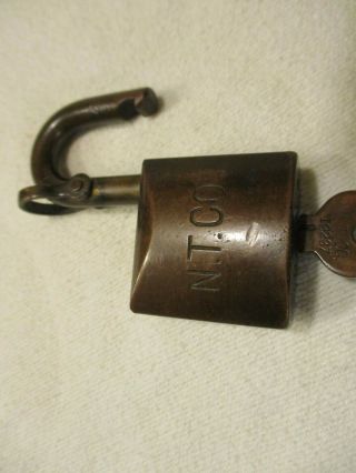 Vintage Brass Lock and key N.  T.  CO.  13237 3