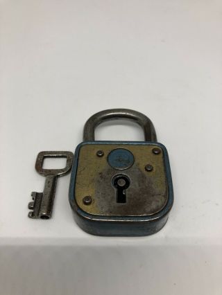 Antique Vintage Abus Padlock With One Key