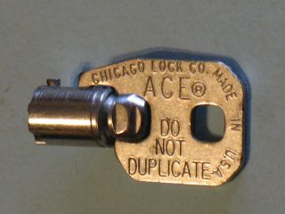 Vintage Ace Chicago Lock Co.  Vending Machine Tubular Key