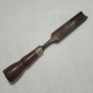 Vintage Wood Gouge Chisel No Name Found.  1 " X 10 1/2 " X 4 " Wood Handles.