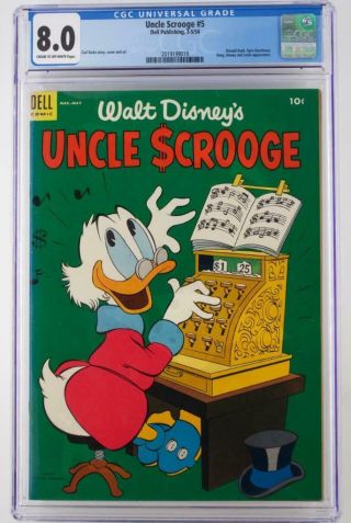 Uncle Scrooge 5 - Cgc 8.  0 Vf - Dell 1954 - Donald Duck & Gyro App