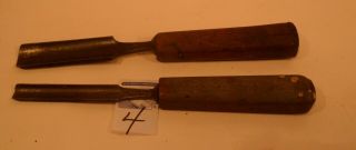 2 Antique Wood Chisels Ward Cast Steel & Can 