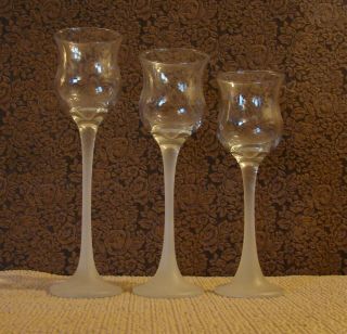 Set Of 3 Vintage Partylite Iced Crystal Trio Tealight/votive Candle Holders