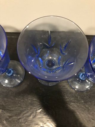 Fostoria Avon American Blue Stemmed Wine Glasses Set of 5 Champagne 3
