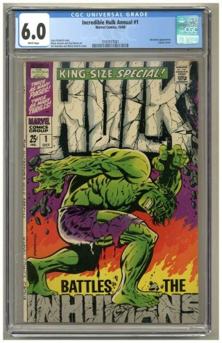 Incredible Hulk Annual 1 (cgc 6.  0) White Pgs; Inhumans; Classic Cover (j 4814)