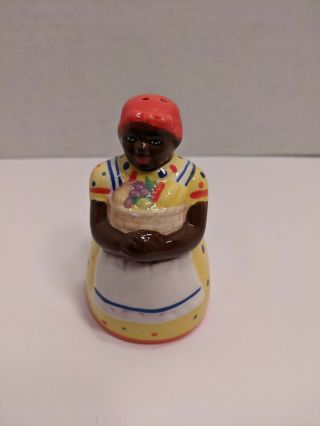 Vintage Ceramic African American Girl Salt Or Pepper Shaker