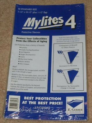 250 Mylites 4 Mil Mylar Bronze/silver Age Comic Book Bags Standard 725m4 Sleeves