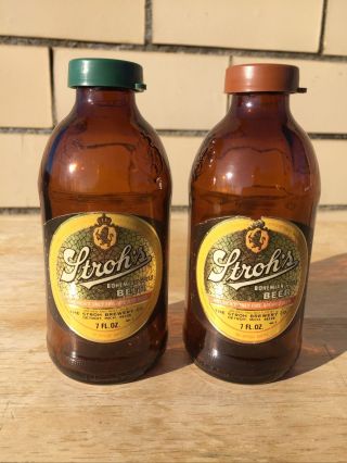 Vintage Strohs Beer Bottle Salt And Pepper Shakers