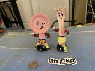 Anthropomorphic Pink Fork And Spoon Couple Salt And Pepper Shakers Set 1