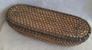 Pine Needle Sweetgrass 12 " Oblong Basket With Lid Handmade
