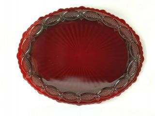 Vintage Avon 1876 Cape Cod Ruby Red Glass 13.  5 " Large Oval Serving Platter