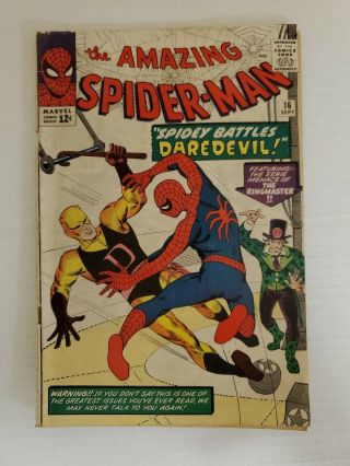 Spider - Man 16 (sep 1964) Marvel.  Spidey Vs.  Daredevil