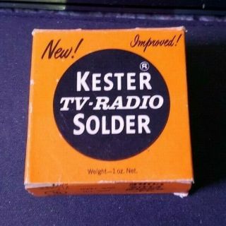 Vintage Kester Tv - Radio Solder " 44“ Resin Flux Core " Improved " - Great Shape