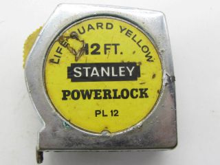 Vintage Stanley Powerlock 12 " Tape Measure Pl12 Life Guard Yellow