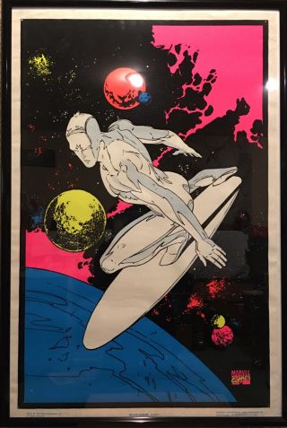 Rare Vintage Marvel Silver Surfer Black Light Poster 1997