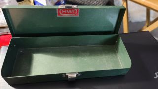 Vintage Green Old Metal Box Chest Hwi8 1/2,  3 1/4,  1 1/2 (depth)