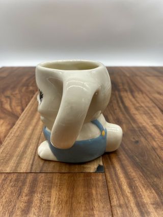Vintage Boy Bunny Rabbit Ceramic Handmade Painted Mug Blue Overalls Easter 3