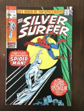 Hot 1970 The Silver Surfer 14 Vf - 7.  5 Lee Buscema Atkins Spider - Man