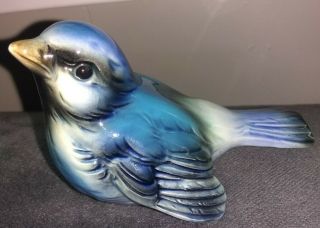 Goebel Blue Sparrow W Germany Porcelain Blue Black White Bird Figurine Cv 72