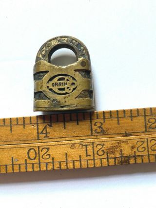 Antique Brass/Bronze Corbin Miniature Padlock,  no key 2
