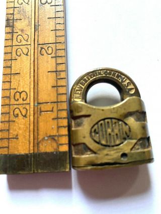Antique Brass/Bronze Corbin Miniature Padlock,  no key 3