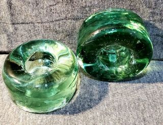 Emerald Green Heavy Glass Candle Holder set of 2 2
