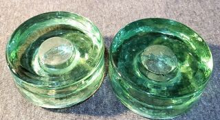 Emerald Green Heavy Glass Candle Holder set of 2 3