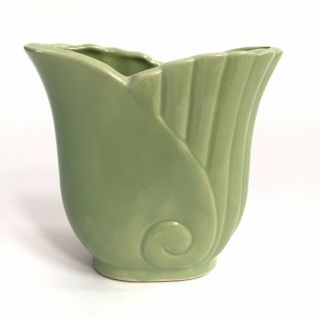 Vintage Mid Century Light Green Ceramic Pottery Planter Vase Narrow 5 "