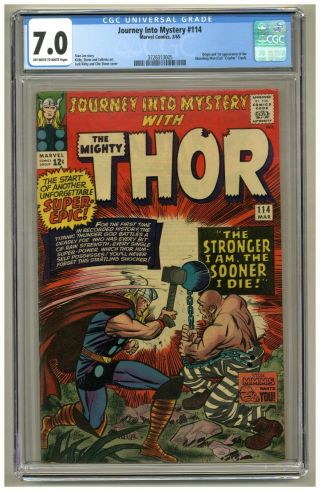 Journey Into Mystery 114 (cgc 7.  0) Ow/w Pages; 1st App.  Absorbing Man (j 4569)