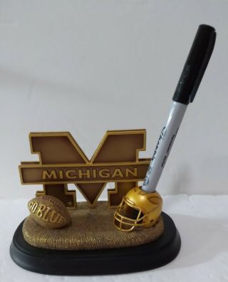 Vintage Desk Pen Holder Michigan Wolverines Football By Danbury 2