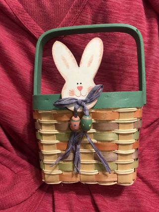 Longaberger Style Small Easter Basket With Handle Easter Bunny Tied On