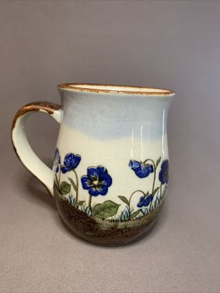 Vintage Otagiri? Speckled Stoneware Coffee Mug Blue Brown 2