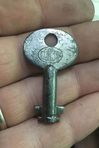 Antique Corbin Lock 106p Double Bit Steamer Chest Padlock Trunk Lever Key