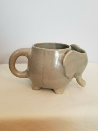 Elephant Shaped Gray Pottery Mug Cup Hot Cold Coffee Tea Bag Holder Pocket