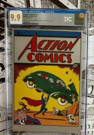 Action Comics 1 | Cgc 9.  9 | 35 Grams Silver Foil 2018 1st Release Dc Superman