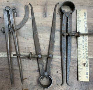 Calipers,  Vintage Machine Tools,  3 Pairs,  All 6” Size — Nn.  P.  12