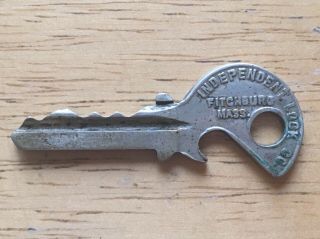 Independent Lock Co.  Fitchburg Mass.  Bottle Opener Key