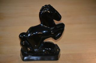 Vintage L.  E.  Smith Glass Horse Bookend Black