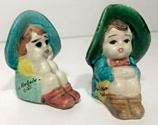 Vintage Girls With Hats Los Angeles California Salt And Pepper Shakers Japan