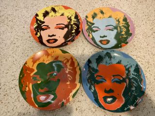 Andy Warhol Marilyn Monroe 8.  25 " Coupe Plates By Block China - Set Of 4