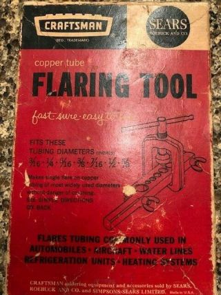 Vintage Craftsman Copper Tube Flaring Tool 9 55371 Usa With Box