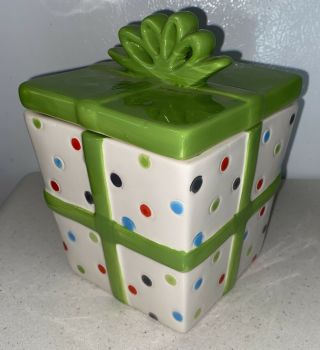 Sandra Magsamen Ceramic Polka Dot Present Cookie Jar