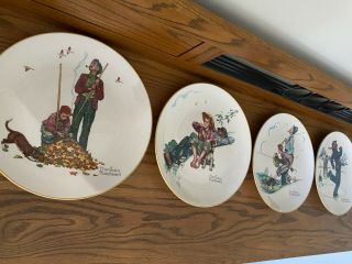 Gorham Norman Rockwell 1974 Set Of 4 Four Seasons Series 10 Inch Plates